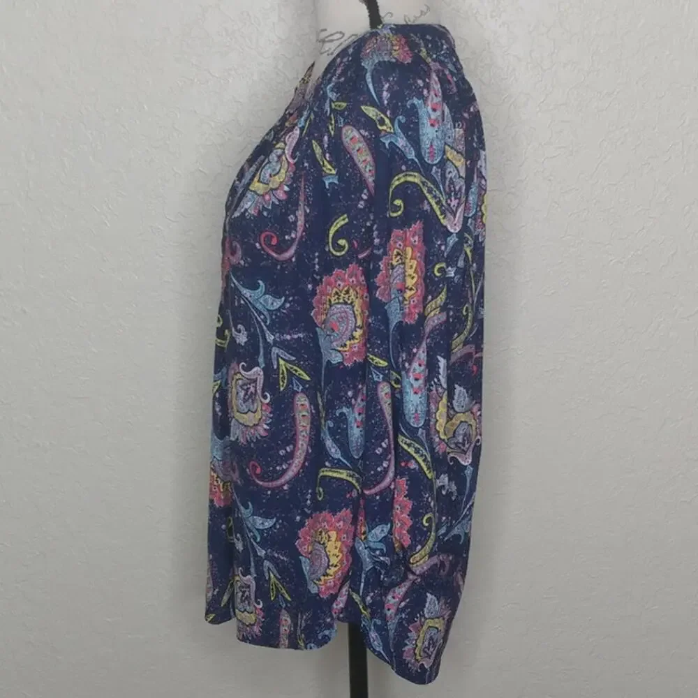 Cathy Daniels Multicolored Floral Paisley Top Size M - Picture 2 of 7